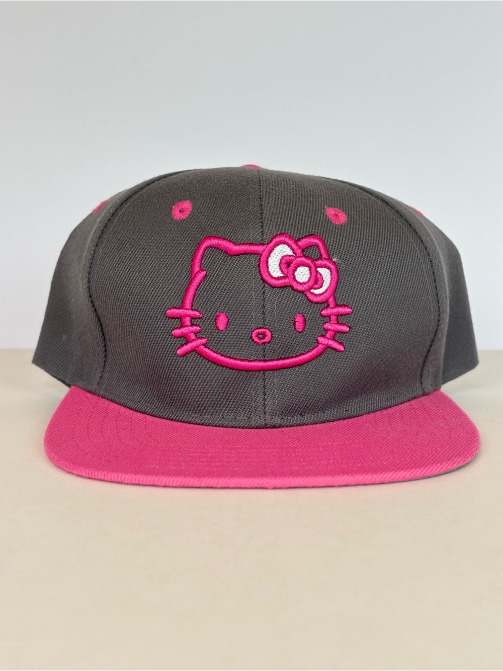 Hello Kitty Gray & Pink Snapback Hat Cap Leader LOGA Embroidered Adjustable OSFA
